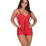 Short Doll em poá com renda - Evelyn