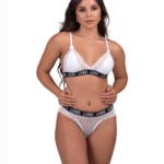 Conjunto de renda com elástico bordado - Marielle