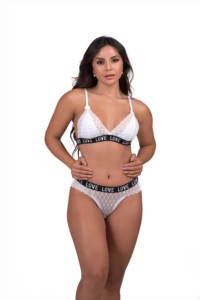 Conjunto de renda com elástico bordado - Marielle