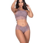 Conjunto de lingerie em renda sem bojo - Deluene
