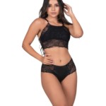 Conjunto de lingerie em renda sem bojo - Deluene