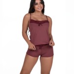 Short doll em microfibra e renda - Yza