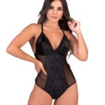 Body em veludo com tule - Safira