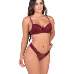 Conjunto de bojo em renda e microfibra - Marlene