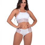 Conjunto de lingerie em renda sem bojo - Deluene