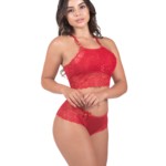 Conjunto de lingerie em renda sem bojo - Deluene