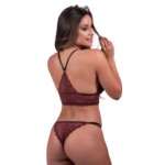 Conjunto em renda com strappy preto - Bebel
