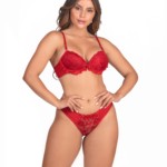 Conjunto sexy com detalhes em renda - Flor