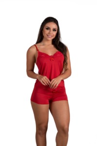 Short doll microfibra e renda - Yza