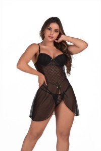 Camisola de bojo em tule com calcinha - Heloisa
