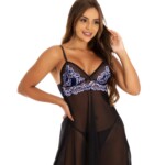 camisola em renda bicolor prata