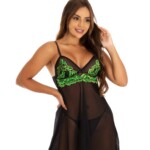 camisola em renda bicolor verde