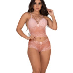 Conjunto de renda strappy sem bojo - Milena