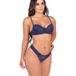 Conjunto de bojo em renda e microfibra - Marlene