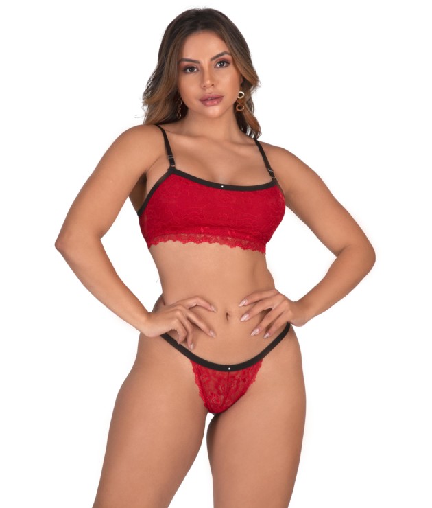 Conjunto sem bojo com elástico conforto - Lila