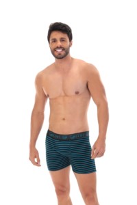 Cueca boxer em microfibra listrada - Mateus