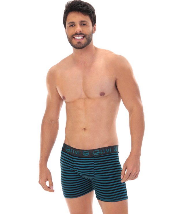 Cueca boxer em microfibra listrada - Mateus