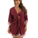 Robe de microfibra com renda bicolor