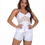 Short doll em microfibra e renda - Telma