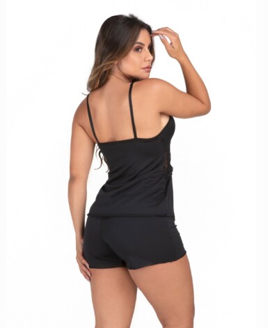 Short doll em microfibra e renda - Telma