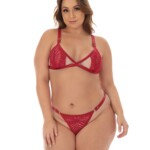 Conjunto de renda plus size sexy com tule