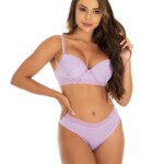 Conjunto em microfibra com elástico bordado fantástico