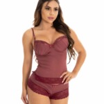 Corpete sensual em microfibra e renda sensualle