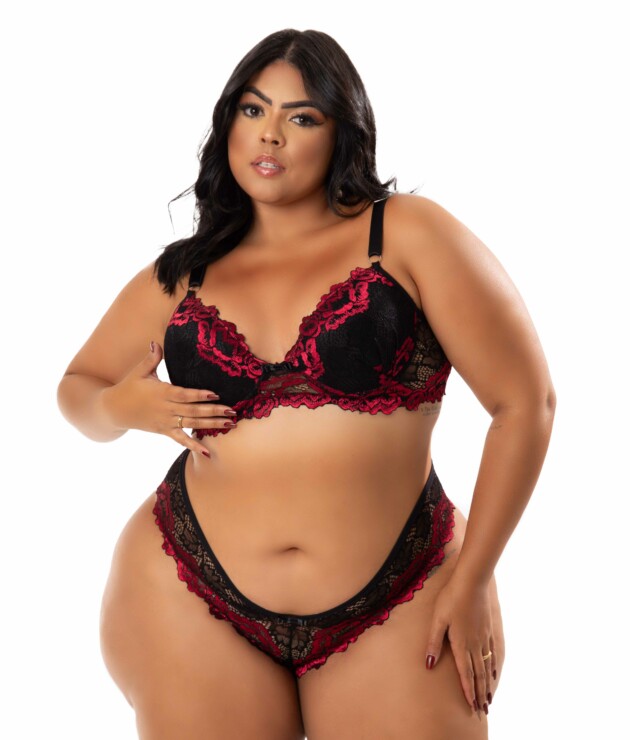 Lingerie em renda bicolor Plus size rubi