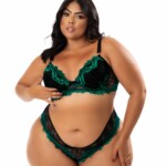 Lingerie em renda bicolor Plus size verde