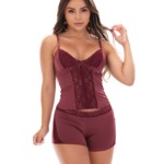 Baby doll em microfibra com renda