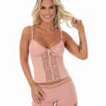 Baby doll em microfibra com renda