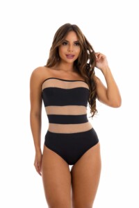 body em microfibra e tule preto