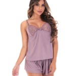 Camisete em renda e microfibra - Monara