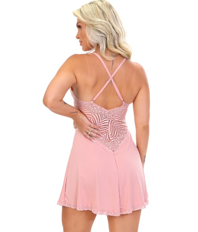 Camisola em renda e microfibra