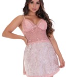 Camisola em renda e veludo - Doris