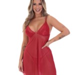 Camisola em tule com calcinha - Perola
