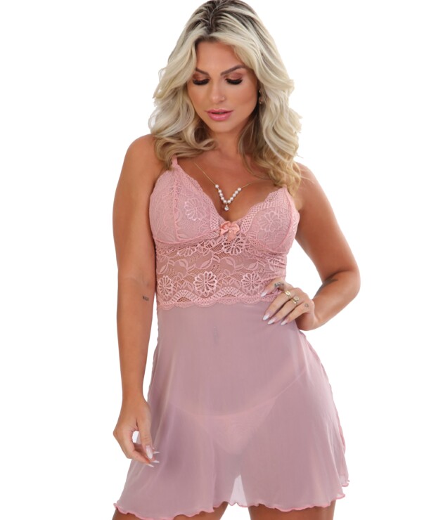 Camisola em tule com pérolas