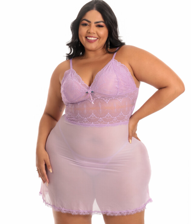 Camisola sexy plus size com calcinha