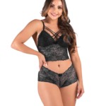 Conjunto de renda strappy sem bojo - Milena