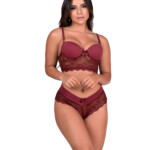 Conjunto de bojo em renda e microfibra
