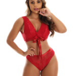 Conjunto de Lingerie com Renda e Laço
