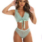 Conjunto de Lingerie com Renda e Laço