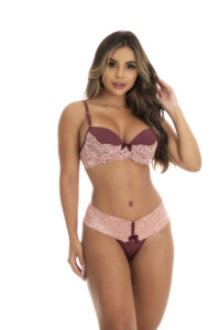 Conjunto em renda bicolor