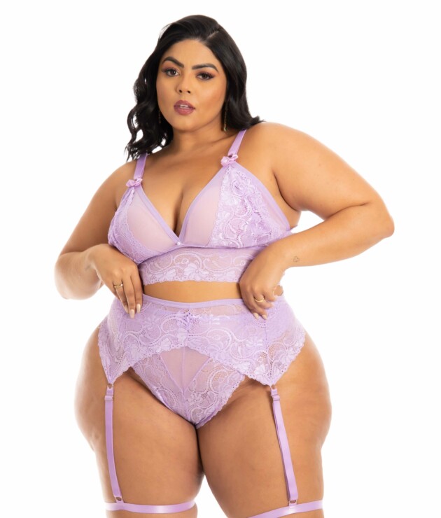 Lingerie Com Cinta Liga Plus Size