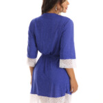 Robe em liganete estampada com renda