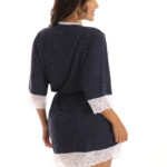 Robe em liganete estampada com renda