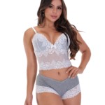 Short doll em algodão e renda