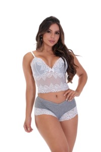 Short doll em algodão e renda