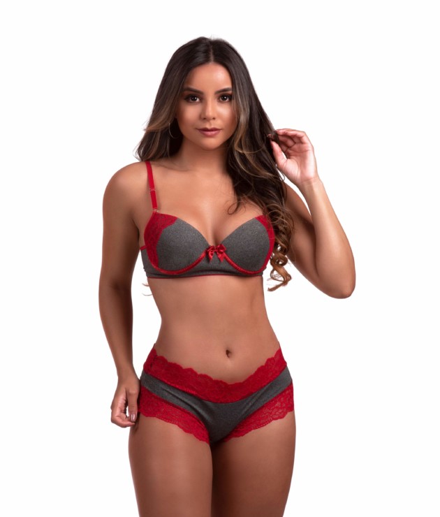 Conjunto mesclado com renda - Maria Alice