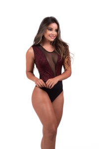 Body em tule com detalhe em renda - Fabiana